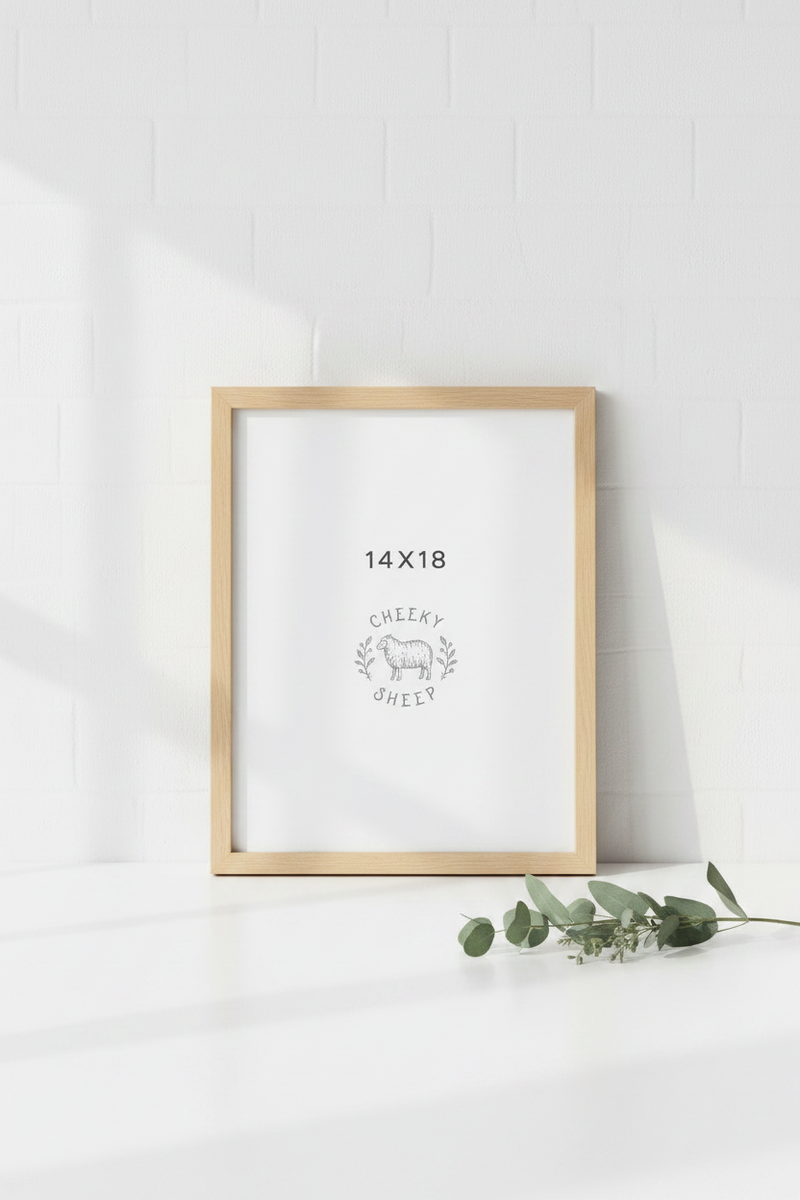 14x18 Natural Wood Frame – Cheeky Sheep