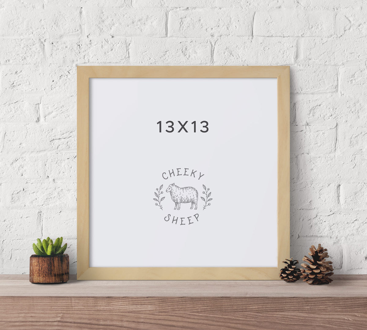 13x13 Natural Wood Frame – Cheeky Sheep